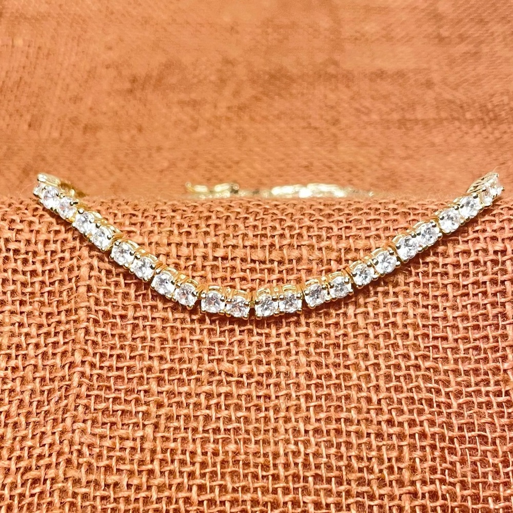 Vintage Silver Cubic Zirconia Tennis Bracelet | Size 8”